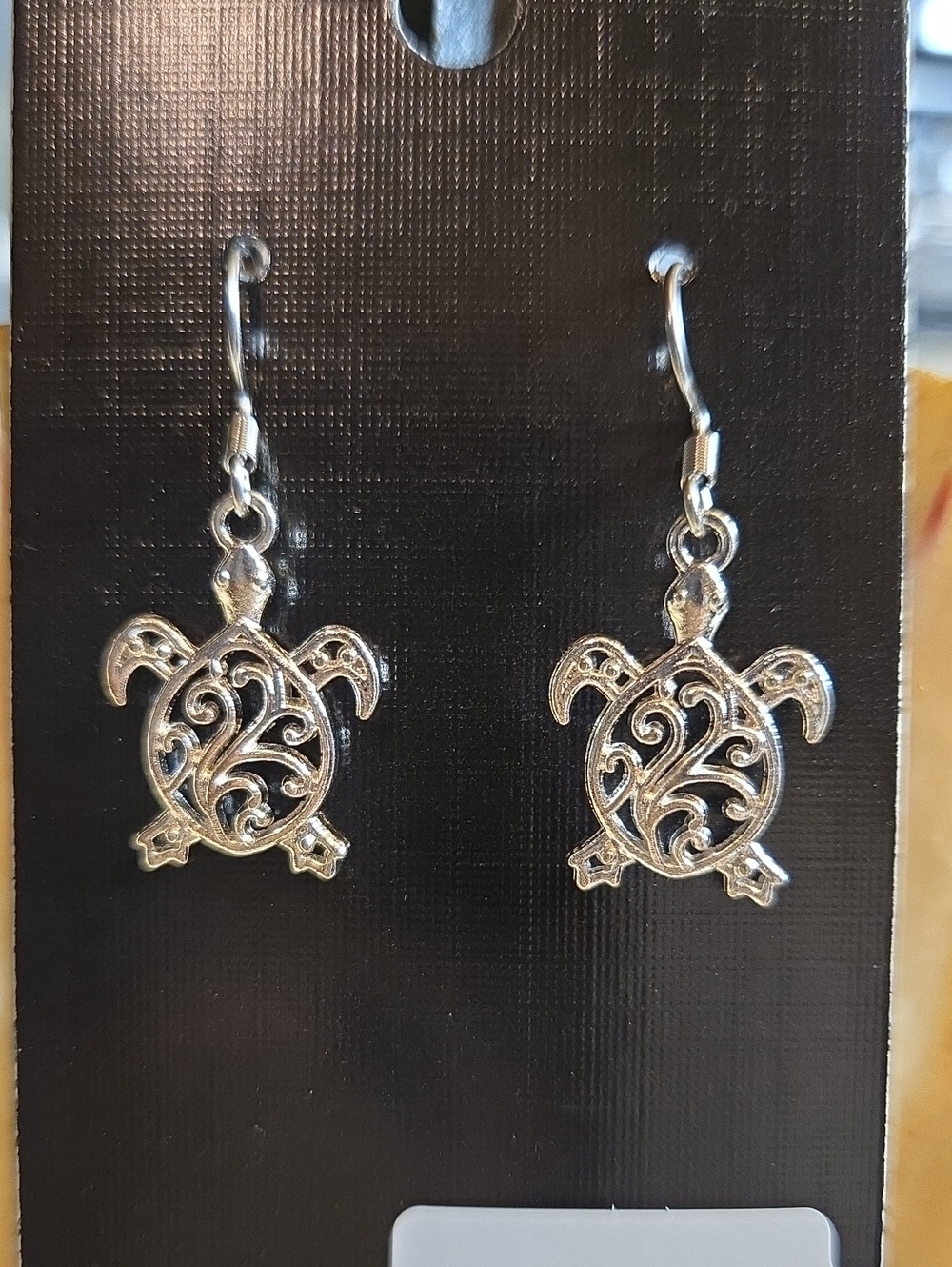 Silver Turtle Drop Earrings - Women's Nautical Dangle Jewelry